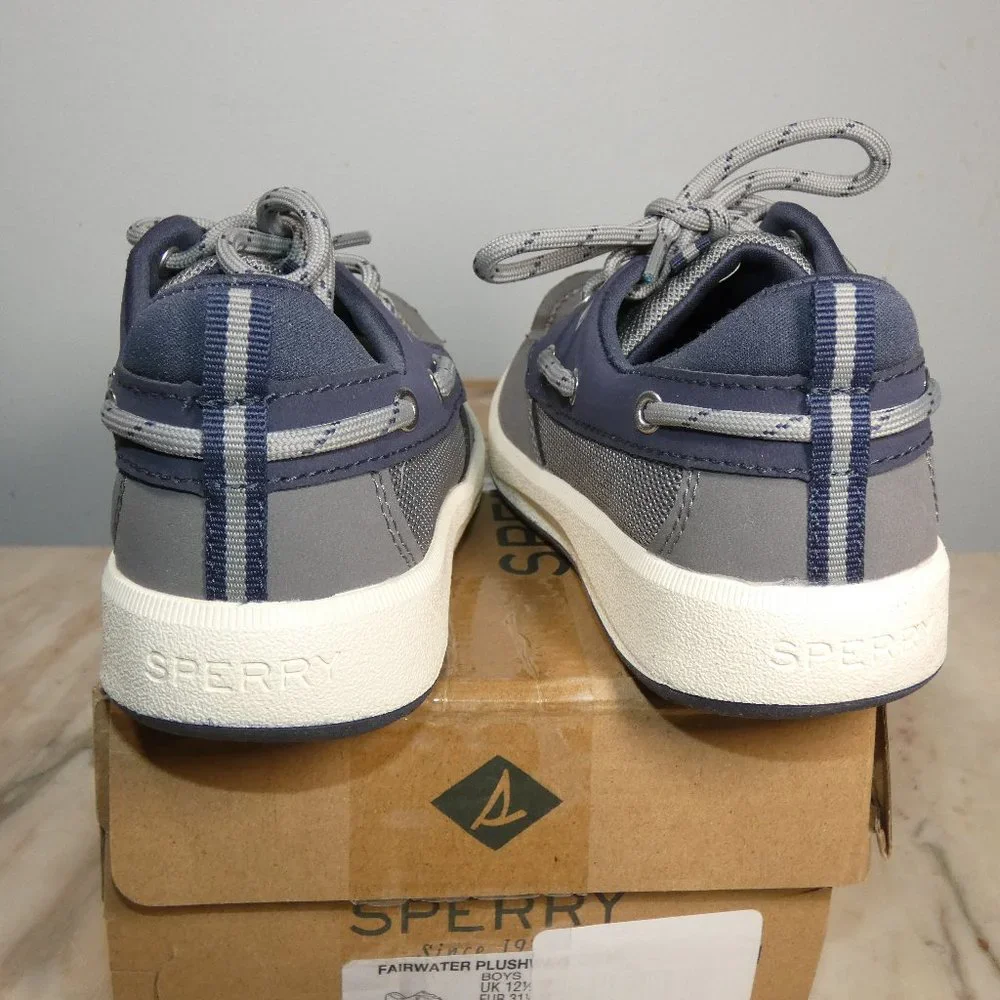 Sperry Fairwater Plushwave Sneaker, Grey/Navy, 13.5 US Unisex Big Kid